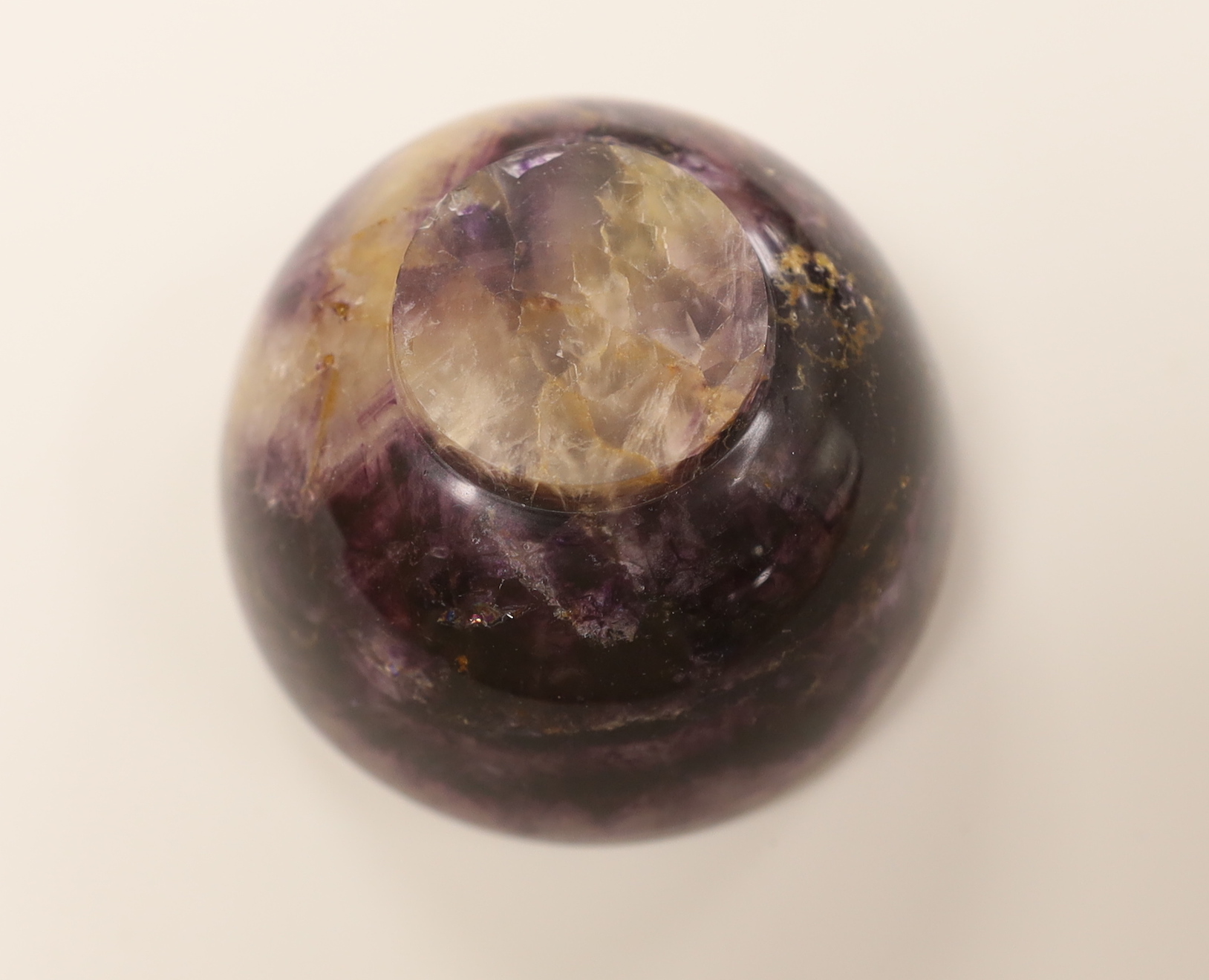 A Blue John fluorite bowl, 7cm diameter